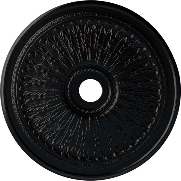 Ekena Millwork Oakleaf Ceiling Medallion (Fits Canopies up to 6 1/4"), 29 1/8"OD x 3 5/8"ID x 1"P, Jet Black CM29OABLF - main
